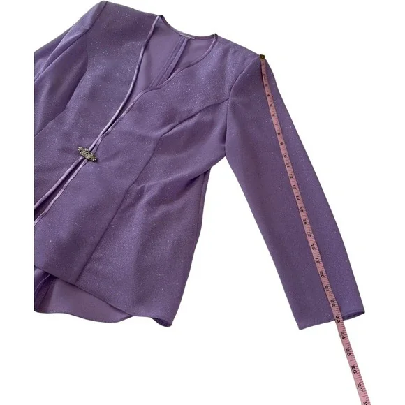 R&M Richards Petite Lavender Sparkle Jacket Dress Suit Women's Size 10P Elegant